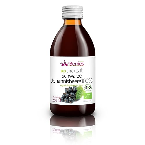 Berries Polska BIO Saft Direkt aus Bio Frucht Gepresst, Kaltgepresst - ohne Farbstoffe, ohne Zucker, ohne GMO, ohne Konservierungsstoffe - Vegan, Vegetarisch - Schwarze Johannisbeere - 250ml von Berries Polska