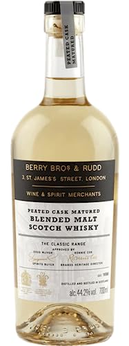 Berry Bros & Rudd | Blended Malt Peated Cask Whisky | 700 ml | 44,2% Vol. | Milder Torfrauch & Honigmelone | Leicht rauchige Note mit fruchtiger Süße | Vom ältesten Spirituosen- & Weinfachhändler von Berry Bros. & Rudd