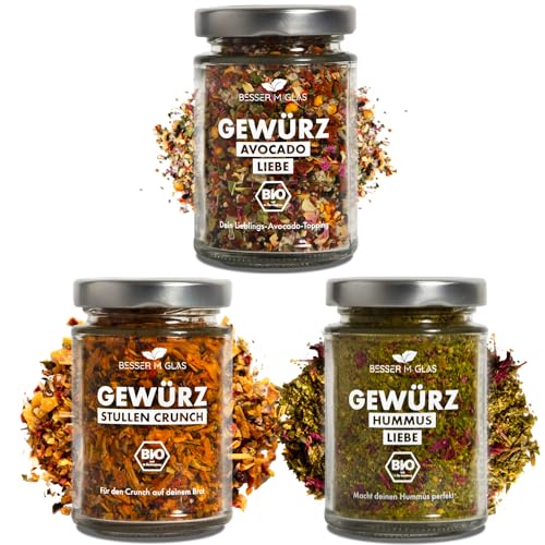 Besser im Glas Gewürz Set | Stullen Gewürze Set | Bio Geschenkset im nachhaltigen Gewürzbehälter | Gewürzgläser Geschenk Einzug | Nachhaltige Alternative zu Gewürzdosen | Einzugsgeschenke Wohnung von Besser im Glas