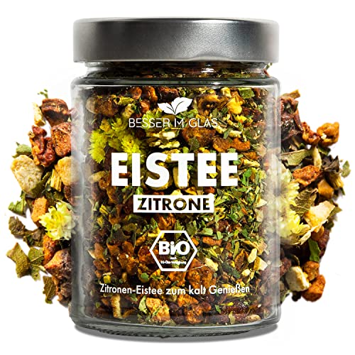 Besser im Glas Loser Bio Eistee „Zitrone“ | 80g Kalter Tee Geschenk ohne Zucker | Geschmack für Wasser ohne Kalorien | Eistee Zero ohne Beutel zum selber machen | Cold Tea Zitronentee lose von Besser im Glas