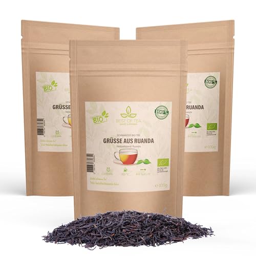 300 Gramm Grüße aus Ruanda - Bester schwarzer Tee aus biologischem Anbau - Bio Tee - Handgepflückt - Ohne Aromen - Schwarztee lose - Loser Schwarztee Bio - Bio Schwarztee lose - Vegan von Best-of-Tea