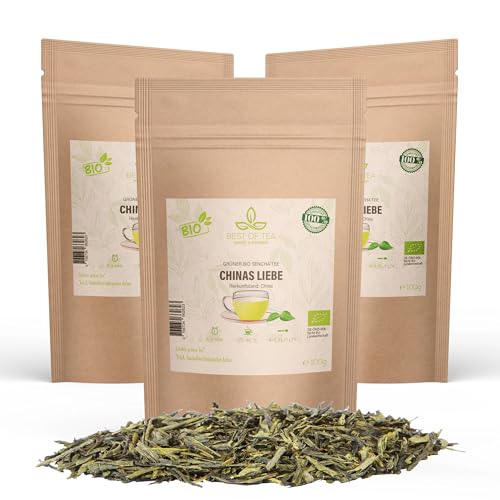 300g Chinas Liebe - Bester Grüner Sencha Tee aus biologischem Anbau - Ohne Aromen - Grüntee lose - Loser grüner Tee Bio - Bio Grüner Tee lose - Vegan von Best-of-Tea