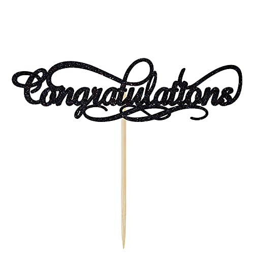 Congratulations Cake Topper, 2021 Graduation Party Dekorationen Hochzeit Jahrestag Ruhestand Proclamation of Schwangerschaft Party Dekorationen Schwarz Glitzer von Betalala