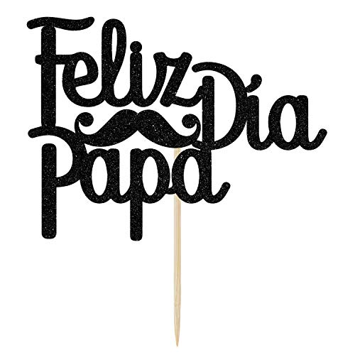 Feliz Dia Papa Tortenaufsatz, Feliz Cumpleanos Papa, Happy Fathers Day Dekorationen, Dad Birthday Party Dekoration Supplies Black Glitter von Betalala