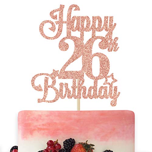 Tortenaufsatz "Happy 26th Birthday", Cheers to 26 Years, Hello 26, 26th Birthday Anniversary Party Decorations Rose Gold Glitter von Betalala