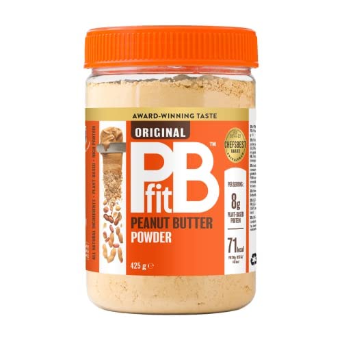 PBfit Original Peanut Butter Pulver - Entfettete Protein Erdnussbutter Pulver, Proteinreich und 87% weniger Fett - Pflanzliches Eiweiß für Smoothies, Desserts, Pancakes, Frühstück, Snacks… - 425 g von BetterBody Foods