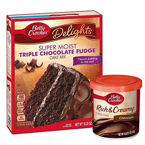 Triple Chocolate Fudge Kuchenmischung und Schokoladenglasur, 2 Stück von Betty Crocker