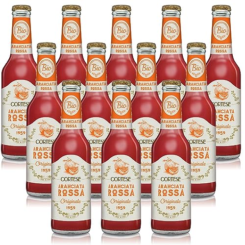 Oranciata Rosso alkoholfreies alkoholfreies Getränk Cortese, 12 Flaschen à 27,5 cl. Original 1959 von Bevande Futuriste