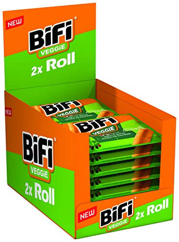 BiFi Veggie Roll – 12er Pack (12 x 2 x 40g) – Salami Snack in einem lockeren Teig – Vegetarischer Wurstsnack To Go - für Unterwegs, im Büro oder beim Sport - mit Pfeffer, Koriander und Knoblauch von Bifi