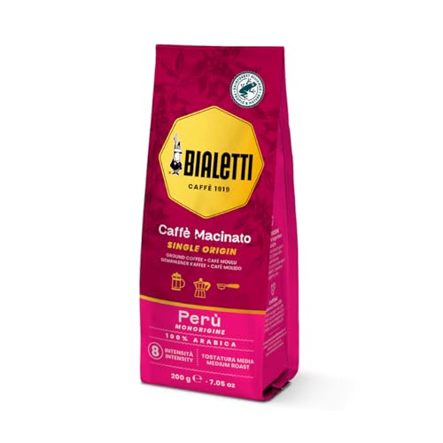 Bialetti gerösteter und gemahlener Single Origin Kaffee, 100% Arabica, Regenwald Peru, 200 gr von Bialetti