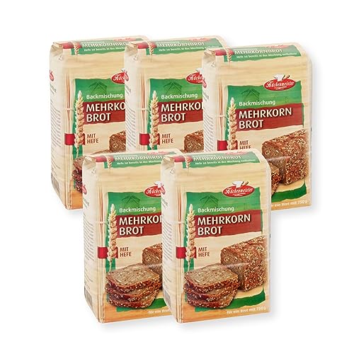 BIELMEIER KÜCHENMEISTER Brotbackmischung Mehrkornbrot 5 x 500 g I Brotbackmischungen für Brotbackautomat & Ofen I Brot mit Backmischung leicht gemacht von Bielmeier