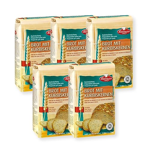 BIELMEIER KÜCHENMEISTER Brotbackmischung Kürbiskernbrot 5 x 1000 g I Brotbackmischungen für Brotbackautomat & Ofen I Einfach backen mit Backmischung von Bielmeier