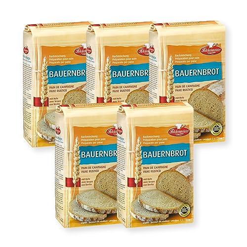 BIELMEIER KÃœCHENMEISTER Brotbackmischung Bauernbrot 5 x 1000 g I Brotbackmischungen für Brotbackautomat & Ofen I Brot mit Backmischung einfach gemacht von Bielmeier