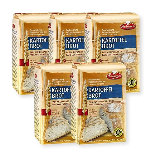 BIELMEIER KÜCHENMEISTER Brotbackmischung Kartoffelbrot 5 x 1000 g I Brotbackmischungen für Brotbackautomat & Ofen I Hefe Backmischung, einfach backen von Bielmeier