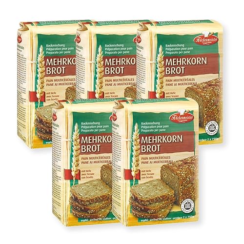 BIELMEIER KÜCHENMEISTER Brotbackmischung Mehrkornbrot 5 x 1000 g I Brotbackmischungen für Brotbackautomat & Ofen I Brot mit Backmischung ganz einfach von Bielmeier