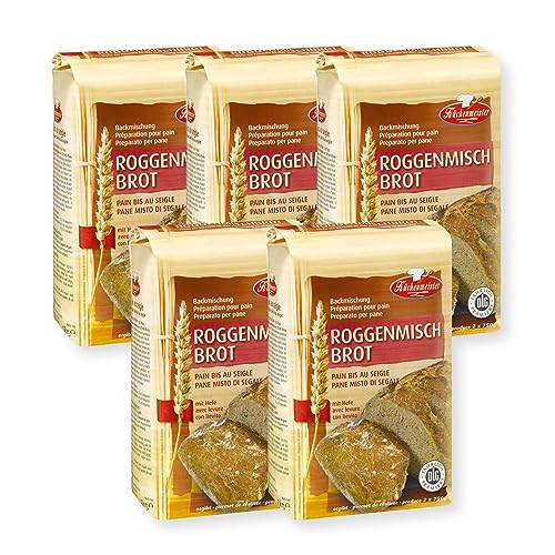 BIELMEIER KÜCHENMEISTER Brotbackmischung Roggenmischbrot 5 x 1000 g I Brotbackmischungen für Brotbackautomat & Ofen I Einfach backen mit Backmischung von Bielmeier