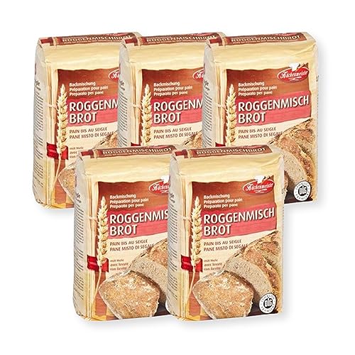 BIELMEIER KÜCHENMEISTER Brotbackmischung Roggenmischbrot 5 x 500 g I Brotbackmischungen für Brotbackautomat & Ofen I Brot mit Backmischung ganz leicht von Bielmeier