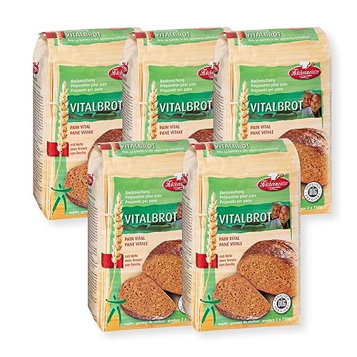 BIELMEIER KÜCHENMEISTER Brotbackmischung Vital-Brot 5 x 1000 g I Brotbackmischungen für Brotbackautomat & Ofen I Brot mit Backmischung einfach gemacht von Bielmeier