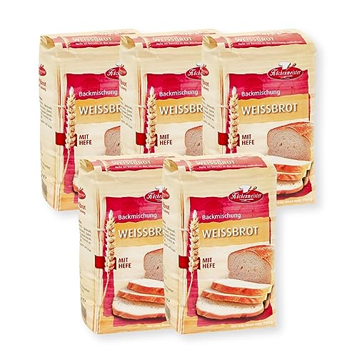 BIELMEIER KÜCHENMEISTER Brotbackmischung Weißbrot 5 x 500 g I Brotbackmischungen für Brotbackautomat & Ofen I Brot mit Backmischung einfach gemacht von Bielmeier