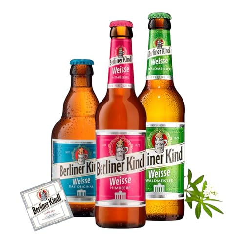 12 Flaschen Berliner Kindl Mix a 0,33l Mischgetränk 3.0% Vol. incl. original Bierdeckel Haus der Biere Berlin und Berliner Kindl von Bier