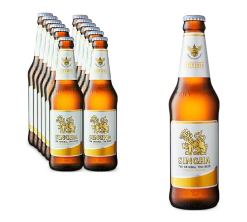 12 x Singha Bier Original 0,33l - Das Premium Lager aus Thailand mit 5%Vol. von Bier