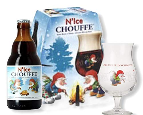 4 Flaschen La Chouffe N'ice Weihnachtsbier Beer/Bier inkl. original Glas von Bier