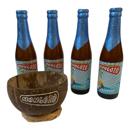 4 Flaschen Mongozo Coconut Bier inkl. Mongozo Trinkbecher aus einer Kokosnuss von Bier