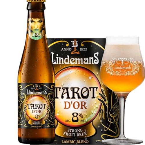 6 Flaschen LINDEMANS TAROT D'or 0,25L - BELGISCHES EXOTICFRUIT BIER MIT 8% VOL. inkl. Bierdeckel Haus der Biere Berlin von Bier