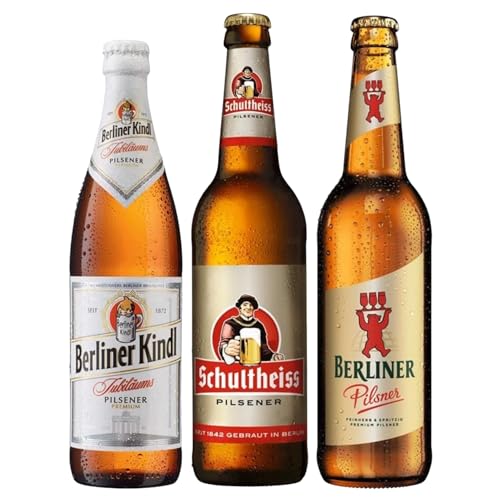 Berliner Biermix Angebot Berliner Jubiläums Pils, Schulheiss und Berliner Pilsner je 4 Flaschen inkl. Bierdeckel Haus der Biere Berlin von Bier