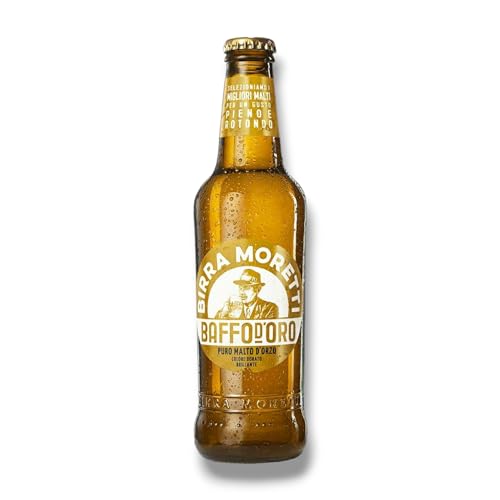 Birra Moretti Baffo d´Oro 12 x 0,33l- Malzlagerbier aus Italien mit 4,8% Vol.- Inkl. Haus der Biere Berlin Bierdeckel von Bier