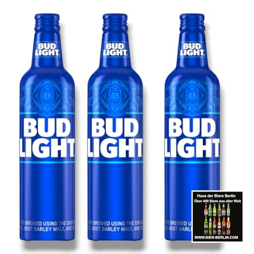 Bud Light Aluflasche 3 x 473ml - Original Import aus den USA - Twist-Off Cap - Anheuser Busch von Bier