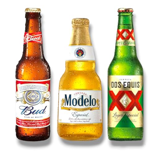 Cerveza Modelo Especial Bier Mexiko 0,35l + Bud King of Beer Amerika 0,33l + XX Dos Equis Lager Especial -Mixpaket-Inkl. Haus der Biere Berlin Bierdeckel (12 Flaschen) von Bier