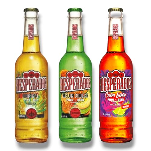 Desperados Mix - Original Tequila, Melon Cooler & Sommersorte Cuba Libre Sondergröße (Insgesamt 12 x 400ml)- Inklusive Haus der Biere Berlin Bierdeckel von Bier