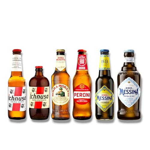 Italien Mixpaket - Kleine Bier-Reise durch Italien mit Ichnusa, Birra Moretti, Peroni & Messina - Ideales Geschenkset (6 Flaschen) von Bier