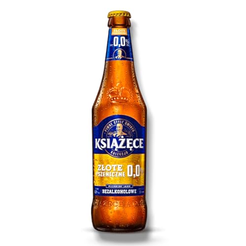 Książęce Złote Pszeniczne 6 x 0,5l - Alkoholfreies Weizenlagerbier 0,0% Vol. aus Polen mit 5,4% Vol.-Inklusive Haus der Biere Berlin Bierdeckel von Bier