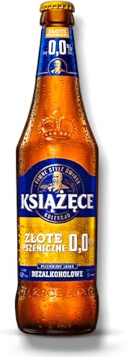 Ksiazece Zlote Pszeniczne Bier 6 x 0,5l - Alkoholfreies Weizenlagerbier 0,0% Vol. aus Polen -Inklusive Haus der Biere Berlin Bierdeckel von Bier