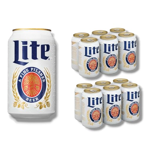 Miller Lite 12 x355ml- Kalorienreduziertes Leichtbier als amerikanisches Pils mit 4,2% Vol.- Inkl. Haus der Biere Berlin Bierdeckel von Bier