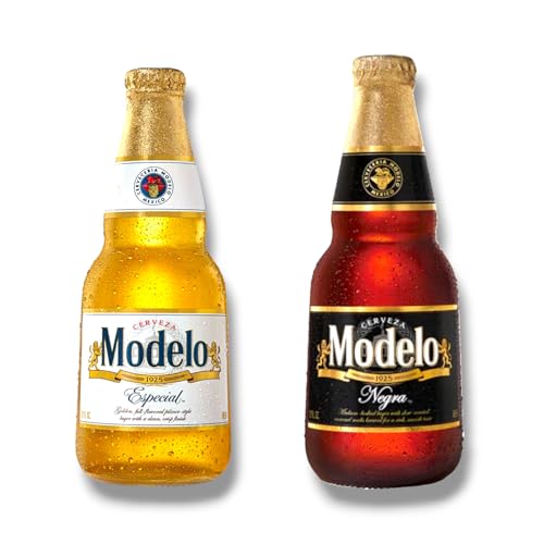 Modelo Bier Mix- 12 x Cerveza Modelo Especial 0,35l & 12 x Modelo Negra 0,35l- Mexiko- Inkl. Haus der Biere Berlin Bierdeckel (24 Flaschen) von Bier