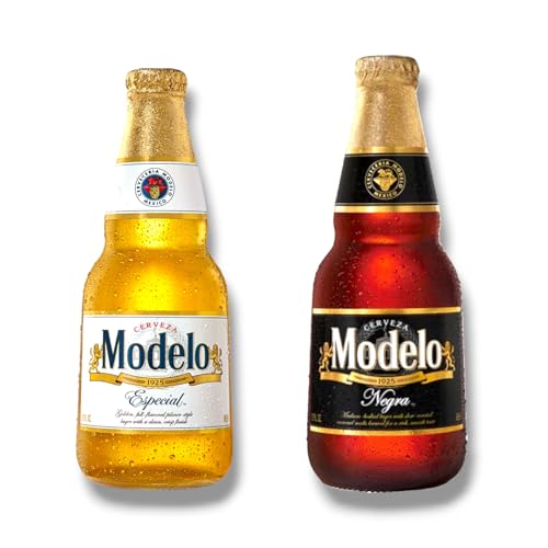 Modelo Bier Mix- 3 x Cerveza Modelo Especial 0,35l & 3 x Modelo Negra 0,35l- Mexiko- Inkl. Haus der Biere Berlin Bierdeckel (6 Flaschen) von Bier