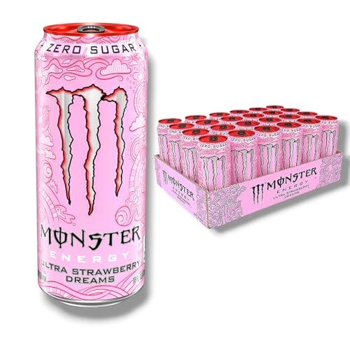 Monster Energy Ultra Strawberry Dreams 24 x 500ml- koffeinhaltiger Energy Drink mit erfrischendem Erdbeer Geschmack - ohne Zucker - inkl. Haus der Biere Berlin Bierdeckel von Bier