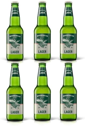 Moosehead Lager 0,35l- Premium Lagerbier aus Kanada mit 5% Vol. (6 Flaschen)-Inklusive Haus der Biere Berlin Bierdeckel von Bier