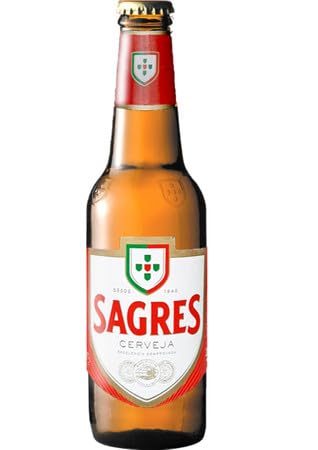 Sagres Cerveja 12 x 0,33l- Das Lager Bier aus Portugal mit 5% Vol.- Inklusive Haus der Biere Berlin Bierdeckel von Bier