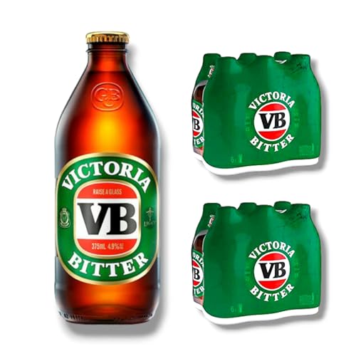 VB Victoria Bitter 12 x 375ml- Australisches Lagerbier mit 4,9% Vol.- Inkl. Haus der Biere Berlin Bierdeckel von Bier