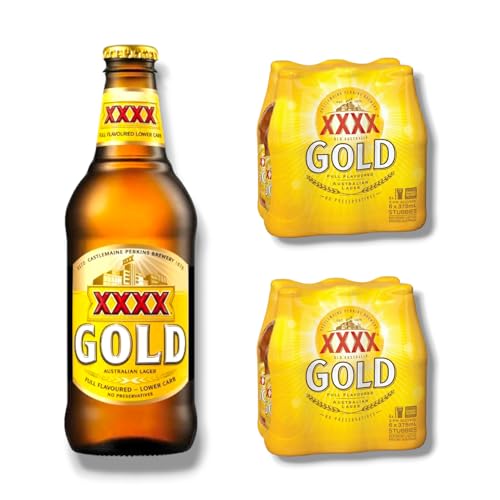 XXX Gold Lager 12 x 375ml - Australisches Lagerbier mit 3,5% Vol.- Inkl. Haus der Biere Berlin Bierdeckel von Bier