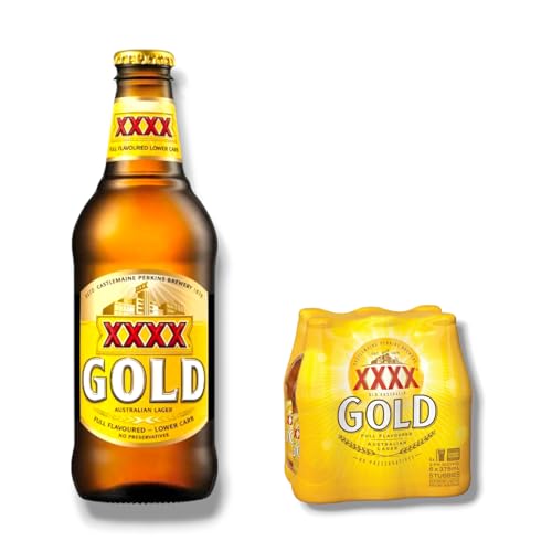 XXX Gold Lager 6 x 375ml - Australisches Lagerbier mit 3,5% Vol.- Inkl. Haus der Biere Berlin Bierdeckel von Bier