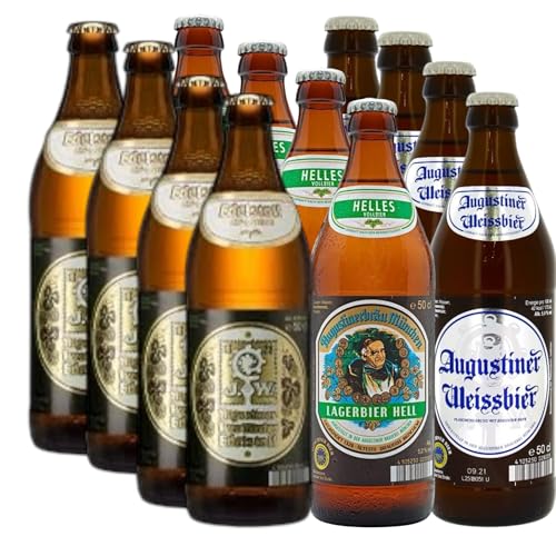 bayrisches Augustiner Bier Mix Augistiner Lager, Edelstoff und Weissbier je 4 Flaschen inkl. Bierdeckel Haus der Biere Berlin von Bier