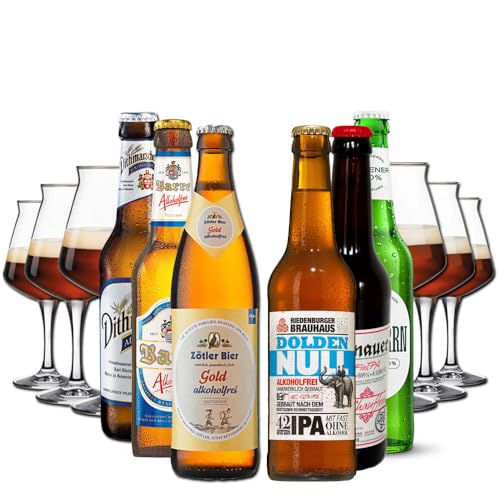 Alkoholfreies Bierpaket mit Verkostungsgläsern - 6 Flaschen und 6 Verkostungsgläser von BierSelect