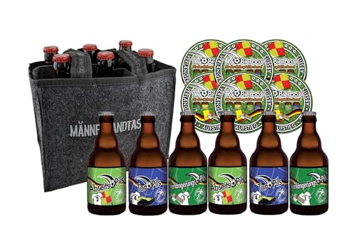 Männerhandtasche | Biertragetasche | Männerhandtasche | Biergeschenke | Männer | Herrentag | Geburtstagsidee | Weihnachten | Ostern | Sixpack (Fußball) von Bierundmehr