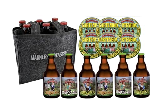 Männerhandtasche | Biertragetasche | Männerhandtasche | Biergeschenke | Männer | Herrentag | Geburtstagsidee | Weihnachten | Ostern | Sixpack (Gartenbier) von Bierundmehr