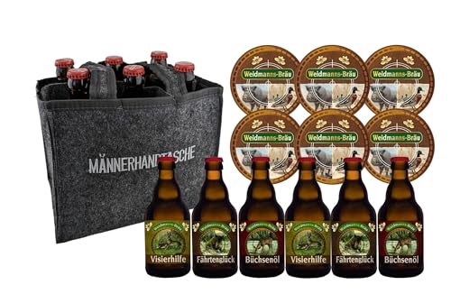 Männerhandtasche | Biertragetasche | Männerhandtasche | Biergeschenke | Männer | Herrentag | Geburtstagsidee | Weihnachten | Ostern | Sixpack (Jagd) von Bierundmehr